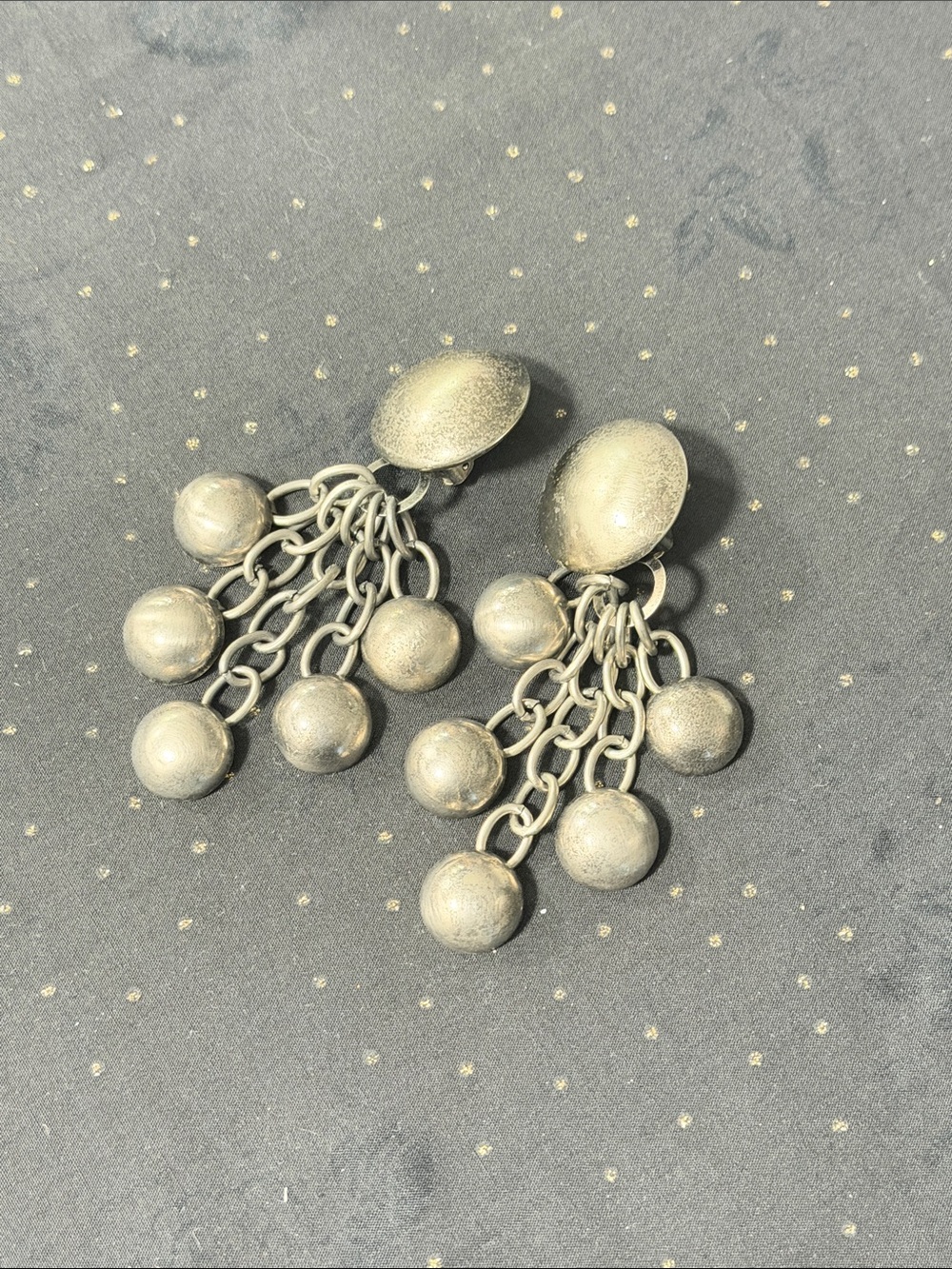 Press on Textured Silver-Tone Dangle Ball Cluster Earrings - Women Jewelry